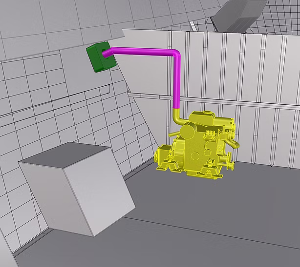 Generator exhaust routing through the hatch