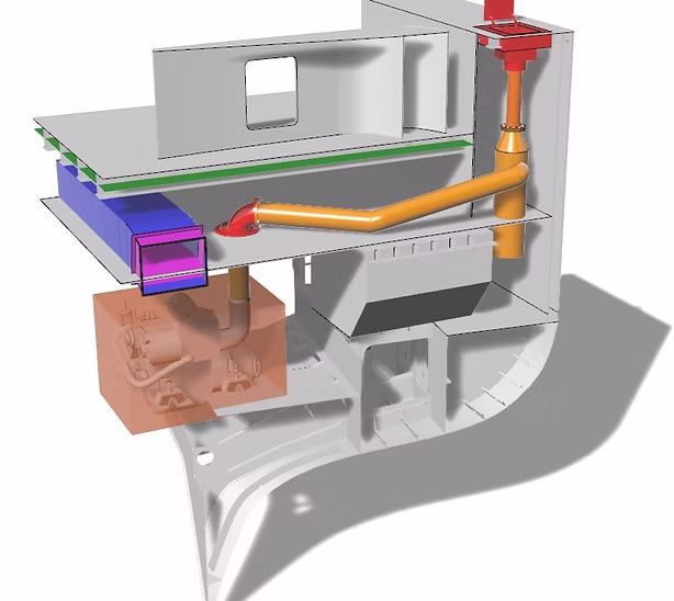 Passage system cutaway view